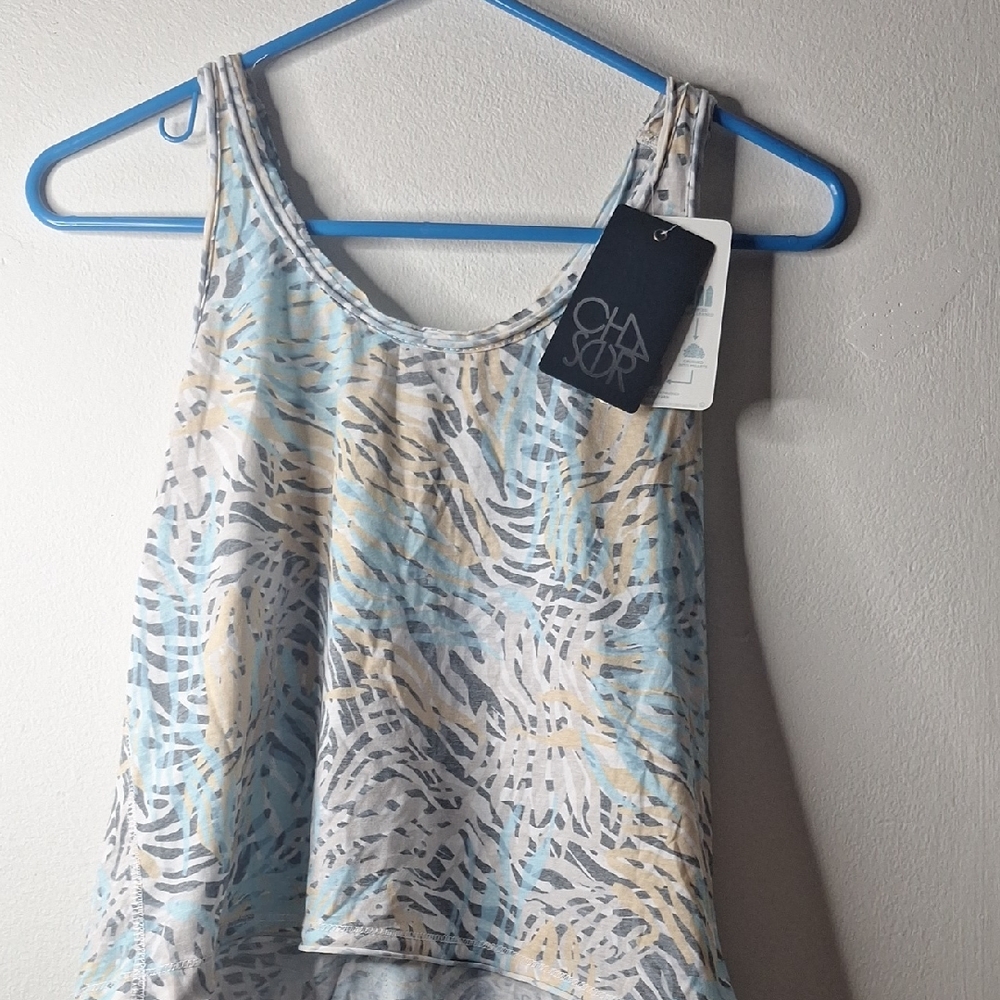 Chaser Blue and Gray Patterned Tank Top